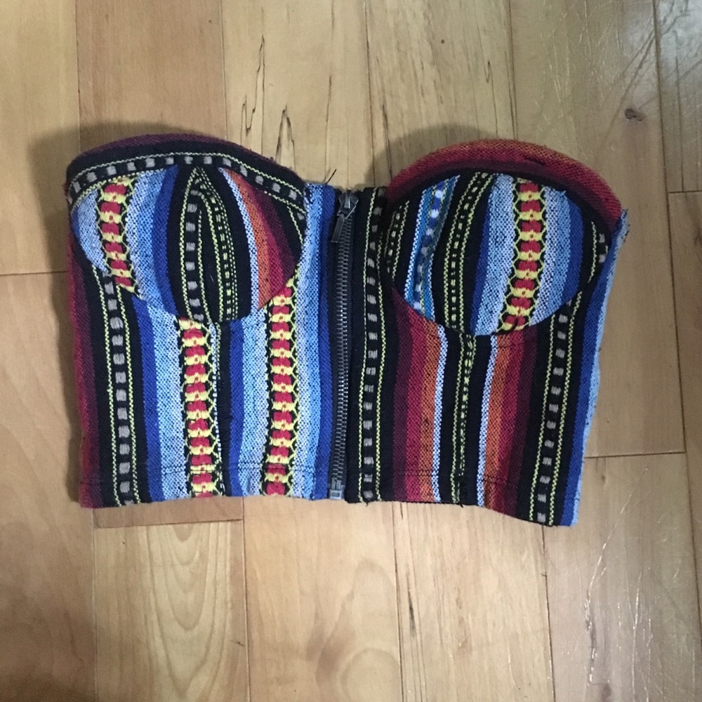 Strapless boho festival top